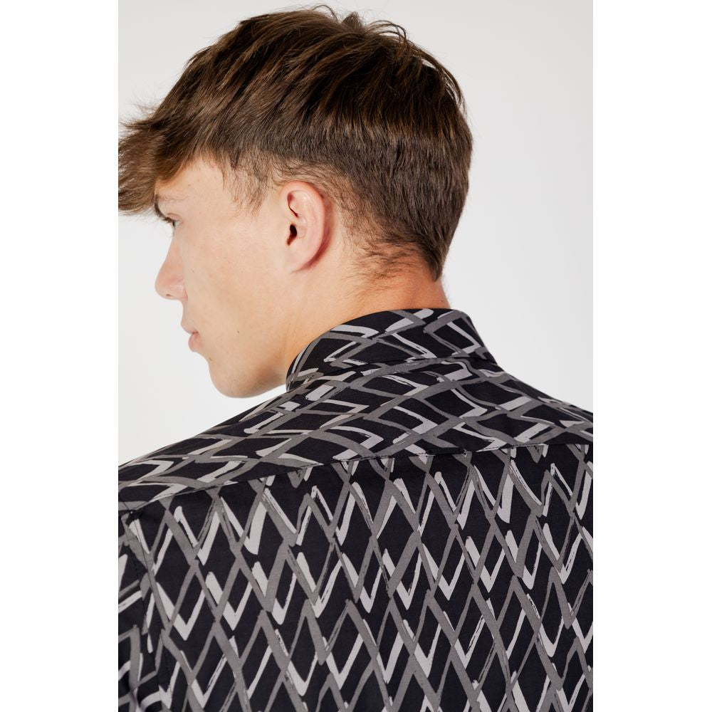 Black Cotton Pattern Shirt