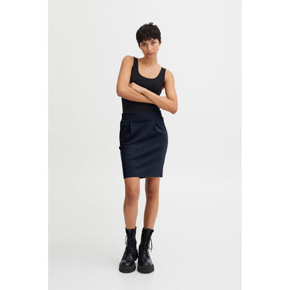 Blue Polyester Mini Skirt