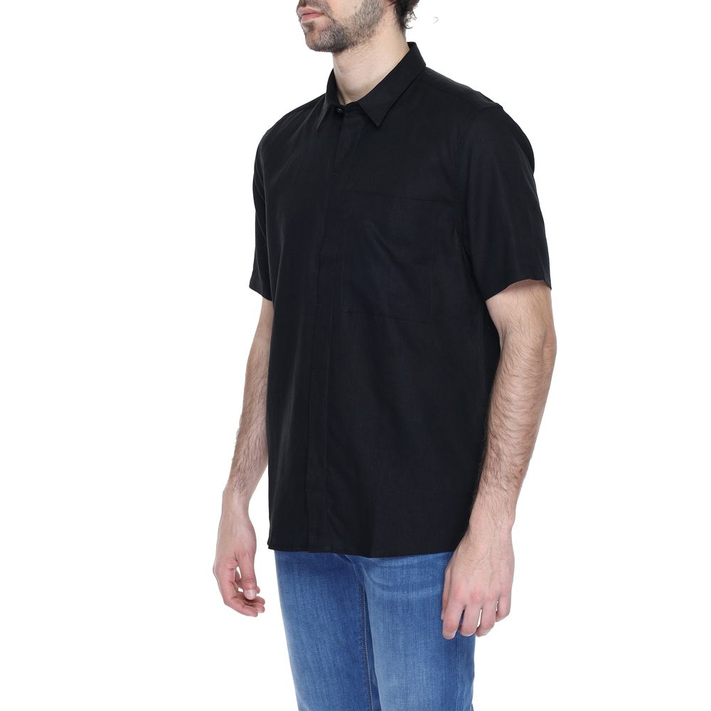 Black Linen Shortsleeve Shirt