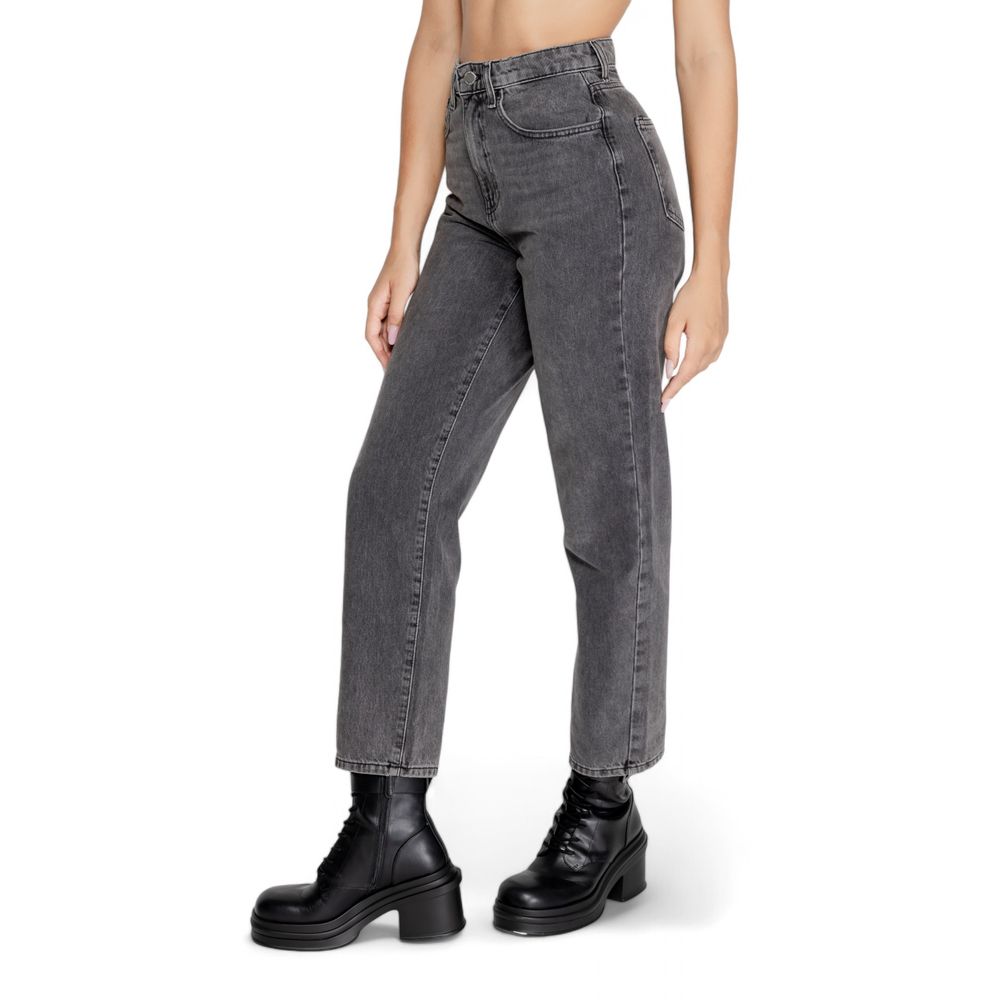 Gray Cotton Mom Jeans