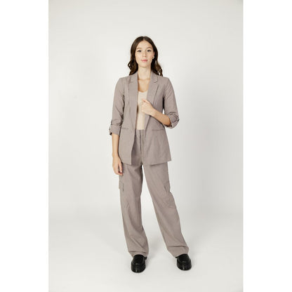 Beige Polyester Cargo Pants
