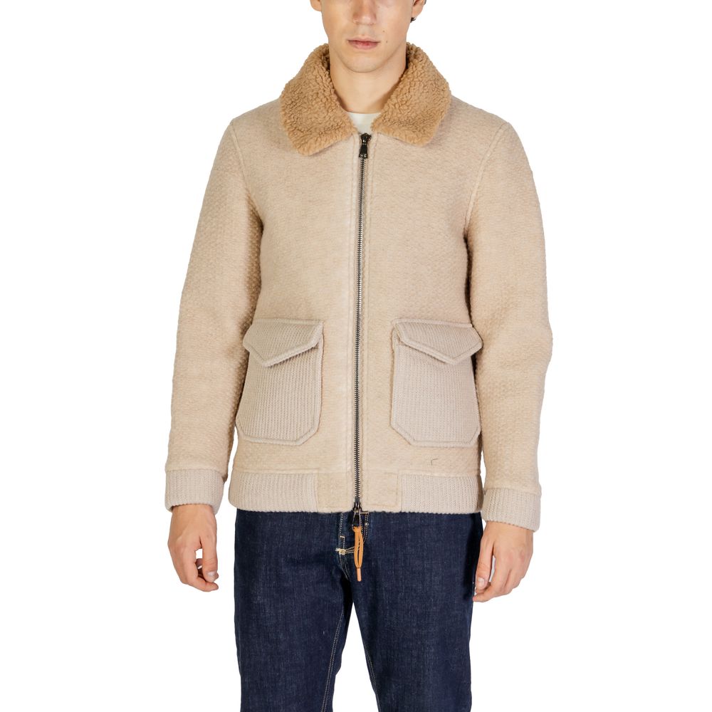 Beige Polyester Jackets & Coat