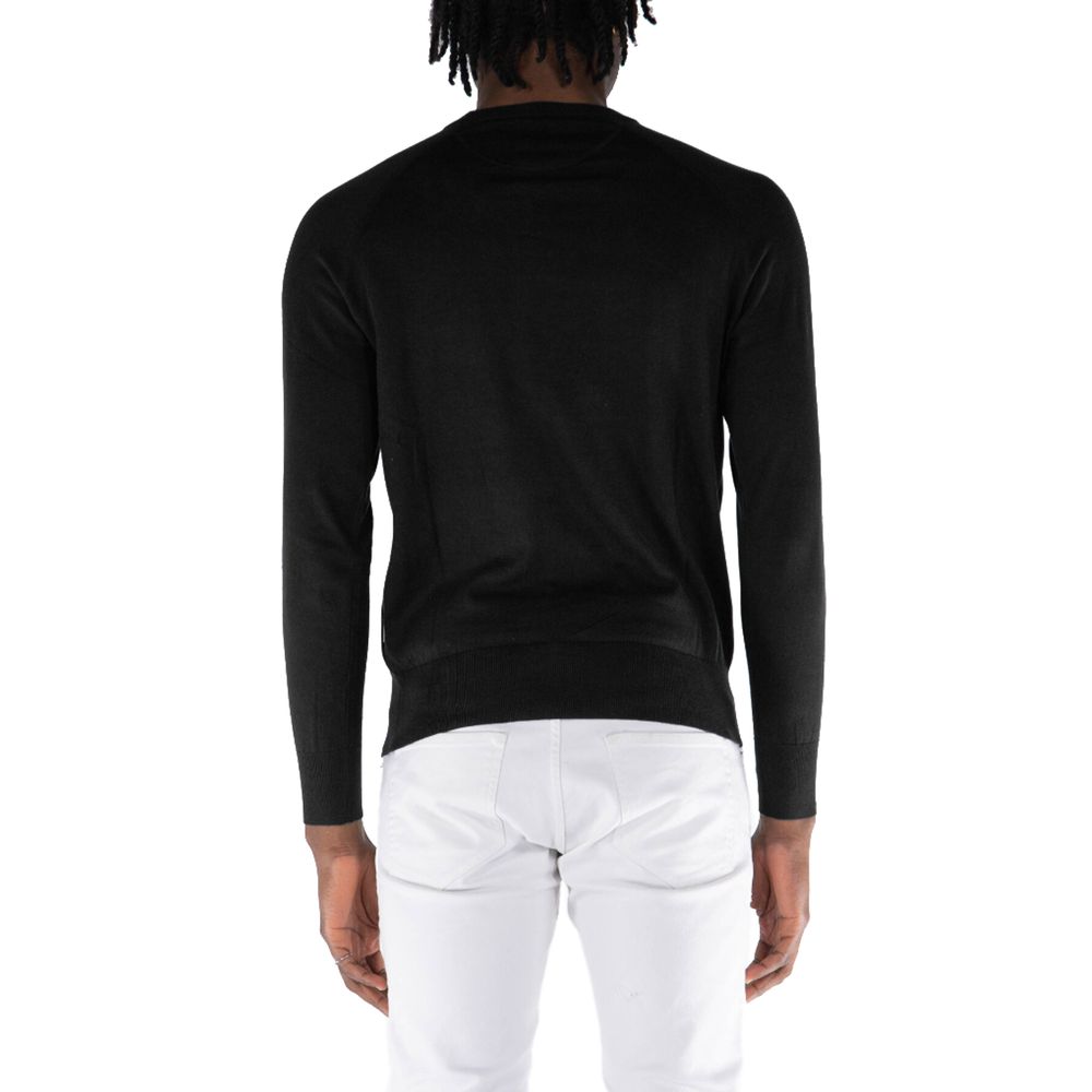 Black Cotton Crewneck Sweater for Men