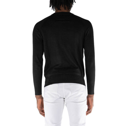 Black Cotton Crewneck Sweater for Men