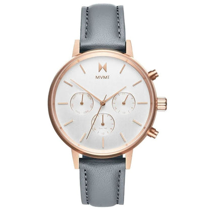 Gray Leather Dress Watch