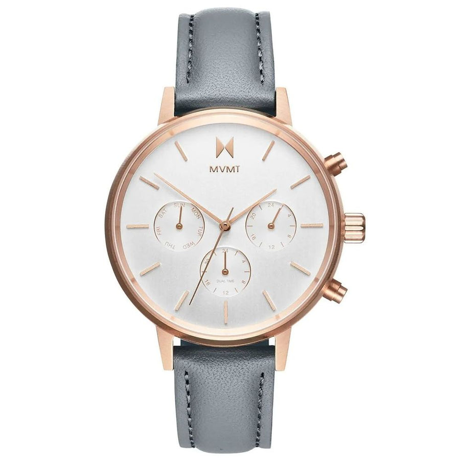 Gray Leather Dress Watch