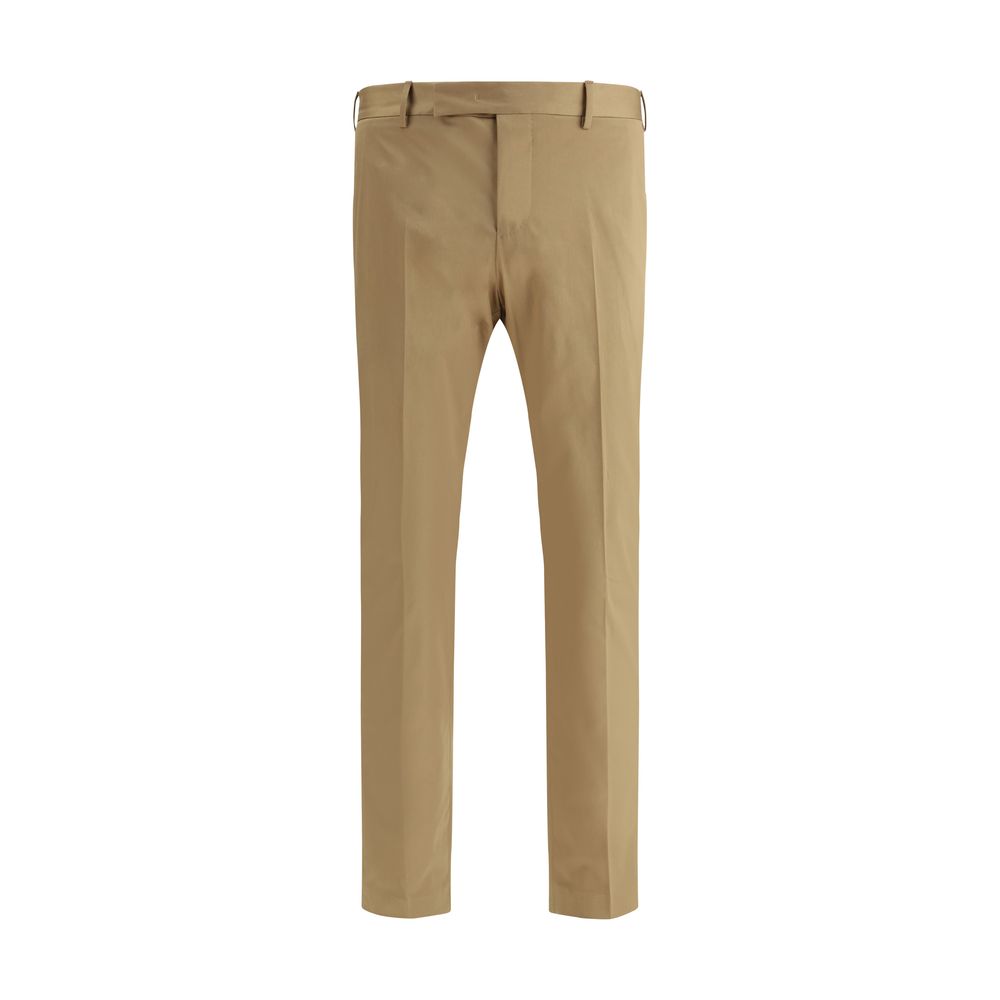 Beige Cotton Casual Pants