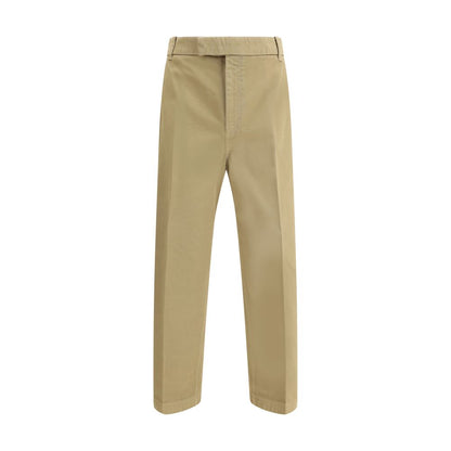 Beige Cotton Casual Pants