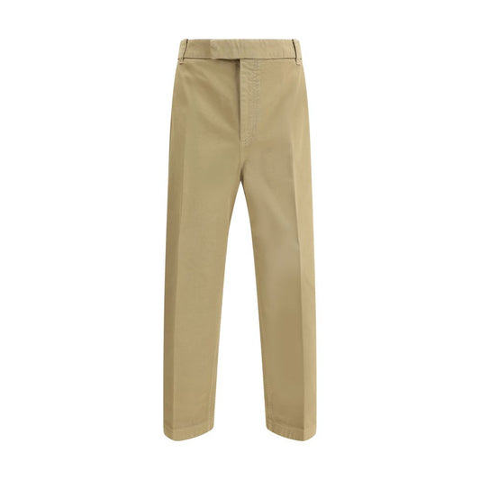 Beige Cotton Casual Pants