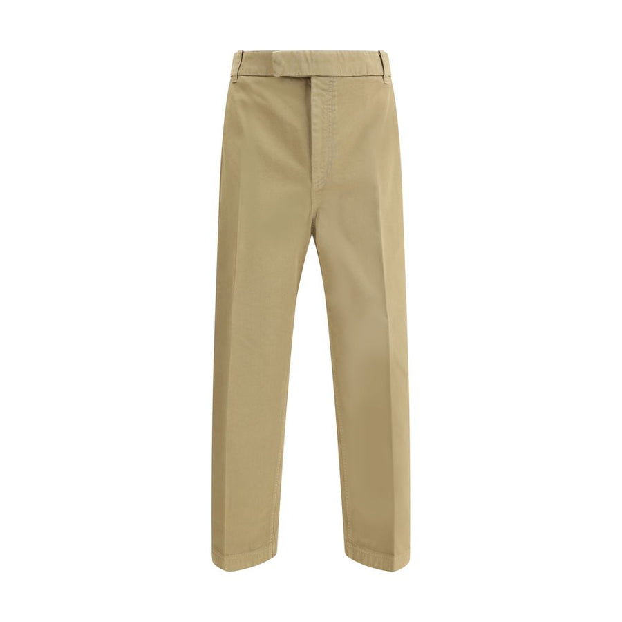 Beige Cotton Casual Pants