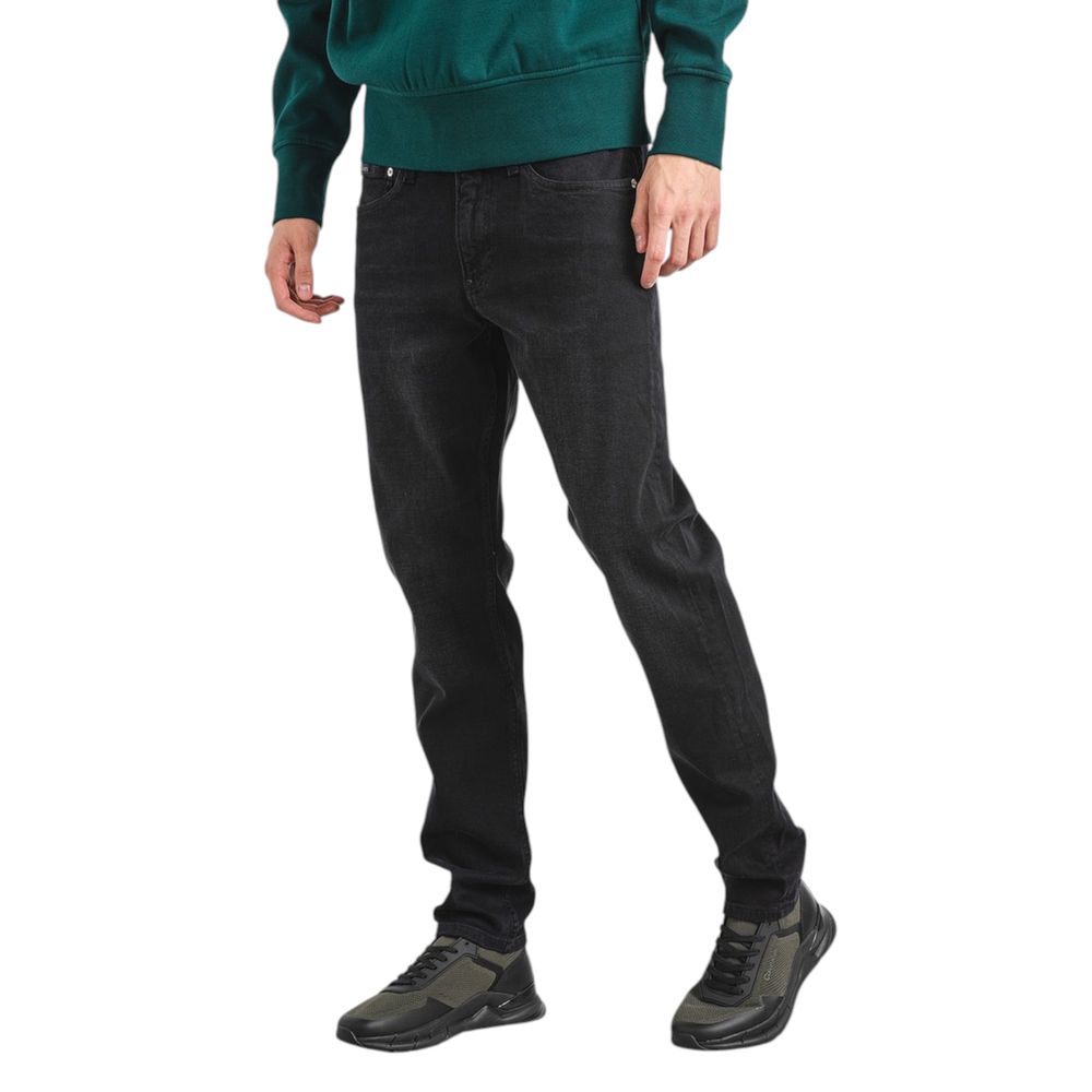 Black Cotton Slim Fit Jeans