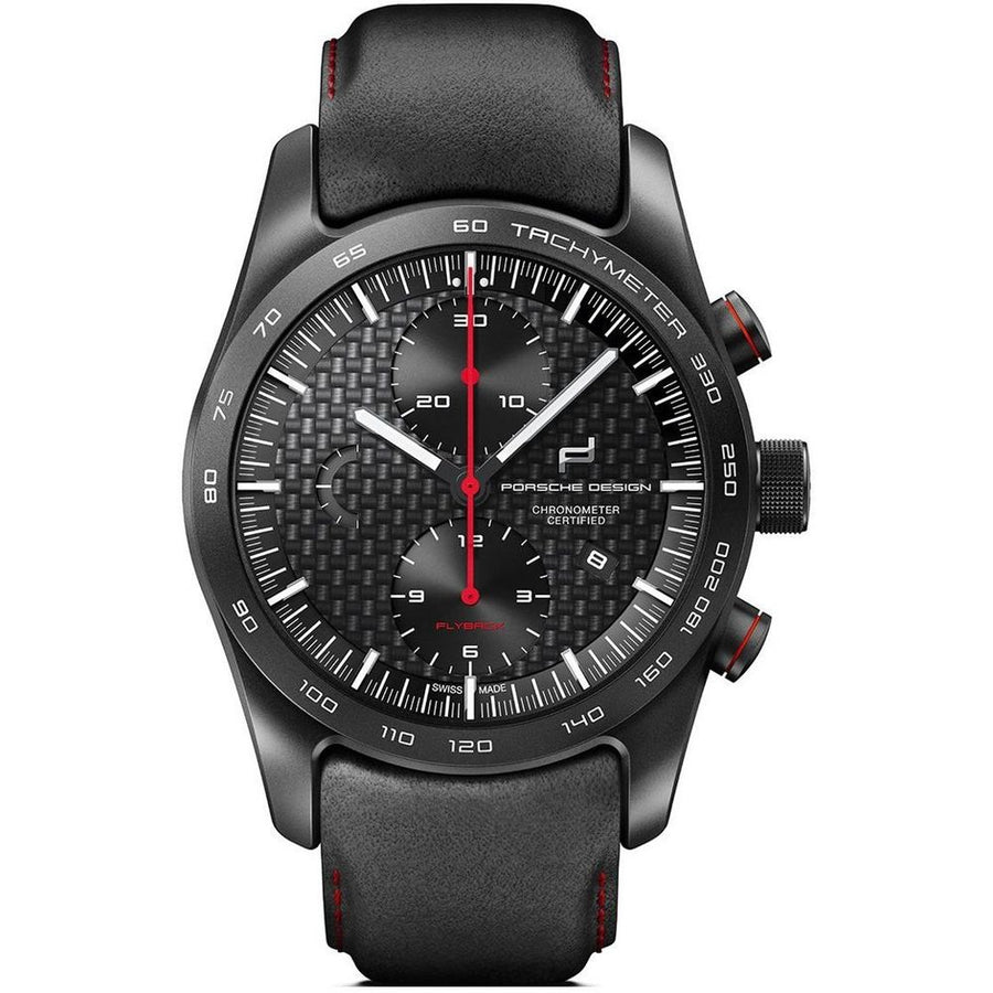 Black Leather Sport Watch