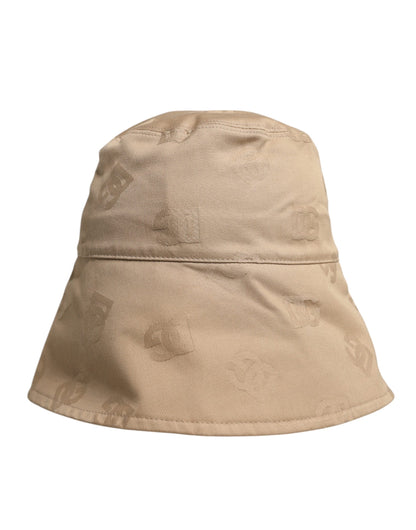 Beige Logo Monogram Cotton Bucket Cap