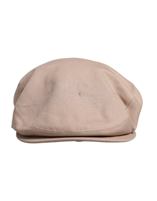 Beige Cotton Newsboy Capello Cabbie Hat