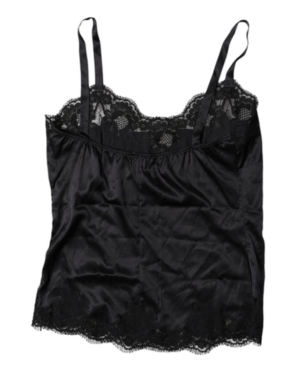 Black Lace Silk Blend Camisole Top Underwear