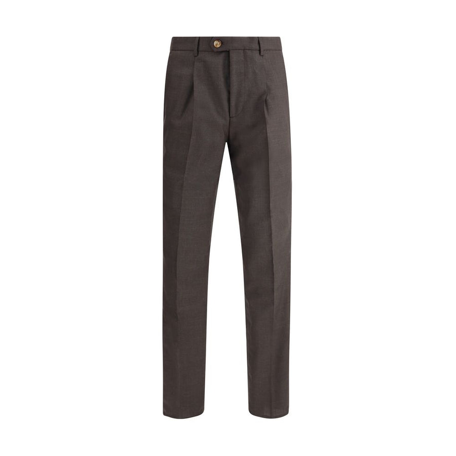 Brown Fleece Wool Casual Pants