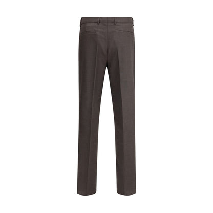 Brown Fleece Wool Casual Pants