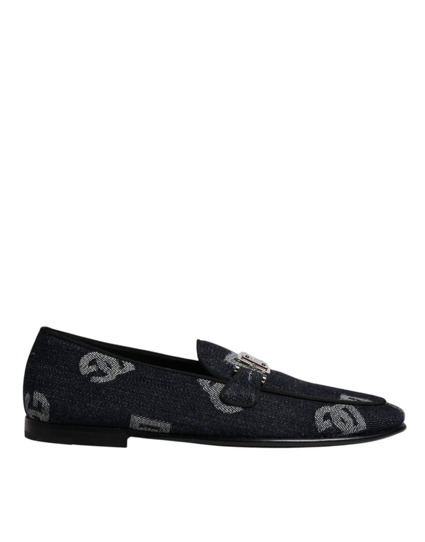 Black Logo Cotton Loafers Formal Dress Shoes