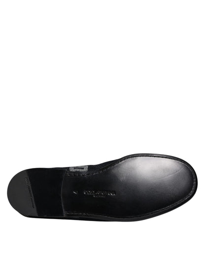 Black Logo Cotton Loafers Formal Dress Shoes
