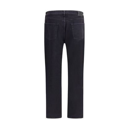 Black Cotton Straight-Leg Jeans