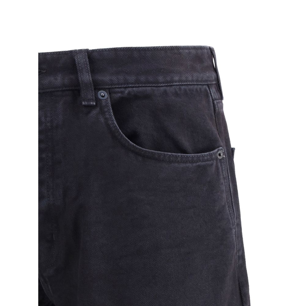 Black Cotton Straight-Leg Jeans