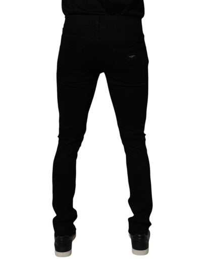 Black Cotton Stretch Skinny Men Denim Jeans