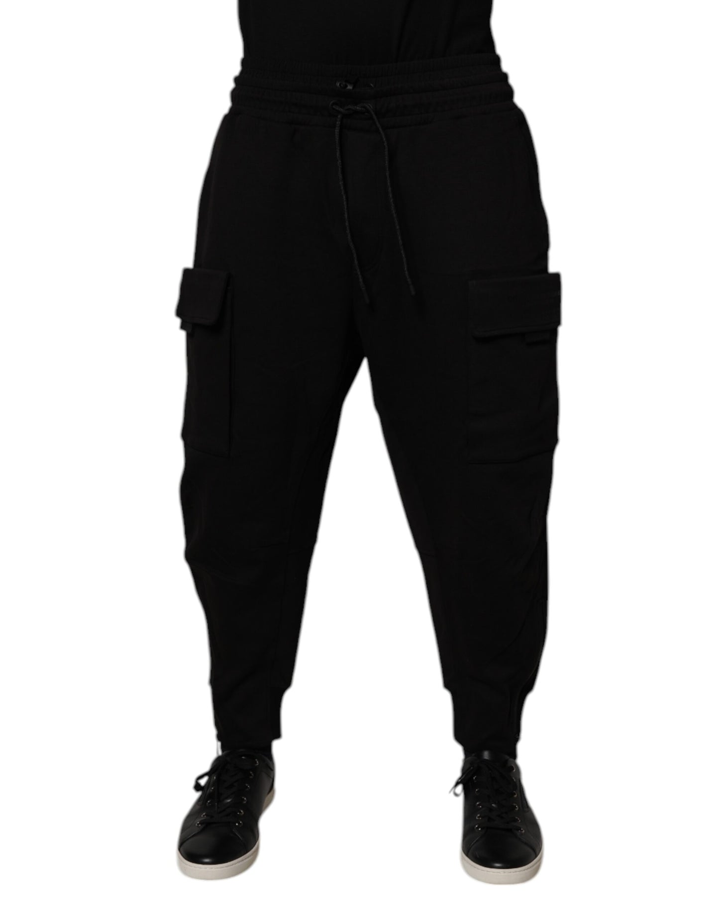 Black Cotton Men Cargo Jogger Sweatpants Pants