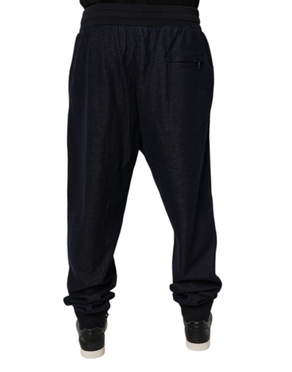 Black Jacquard Cotton Jogger Sweatpants Pants