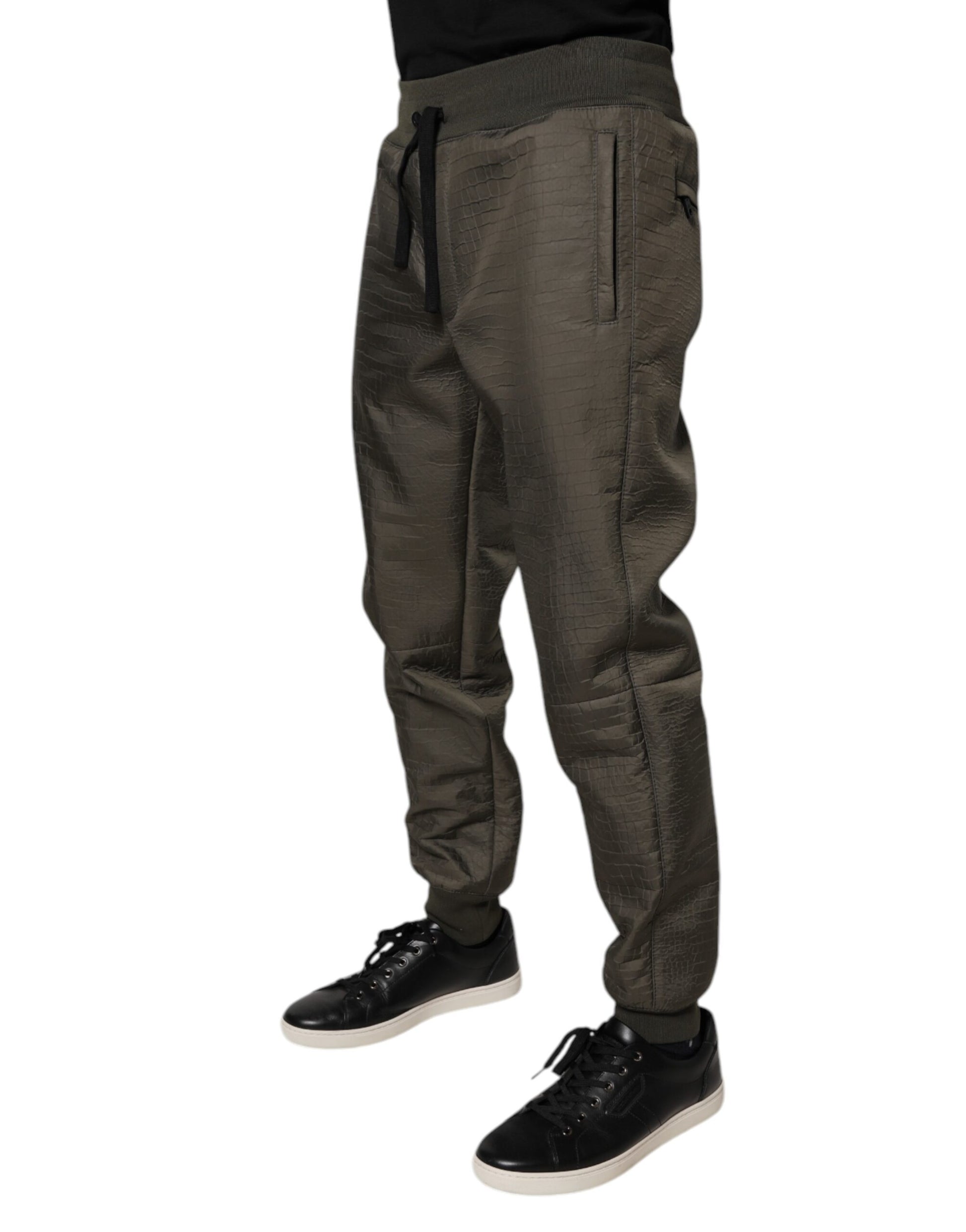 Brown Lambskin Leather Men Sweatpants Pants