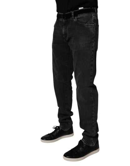Black Cotton Stretch Men Skinny Denim Jeans