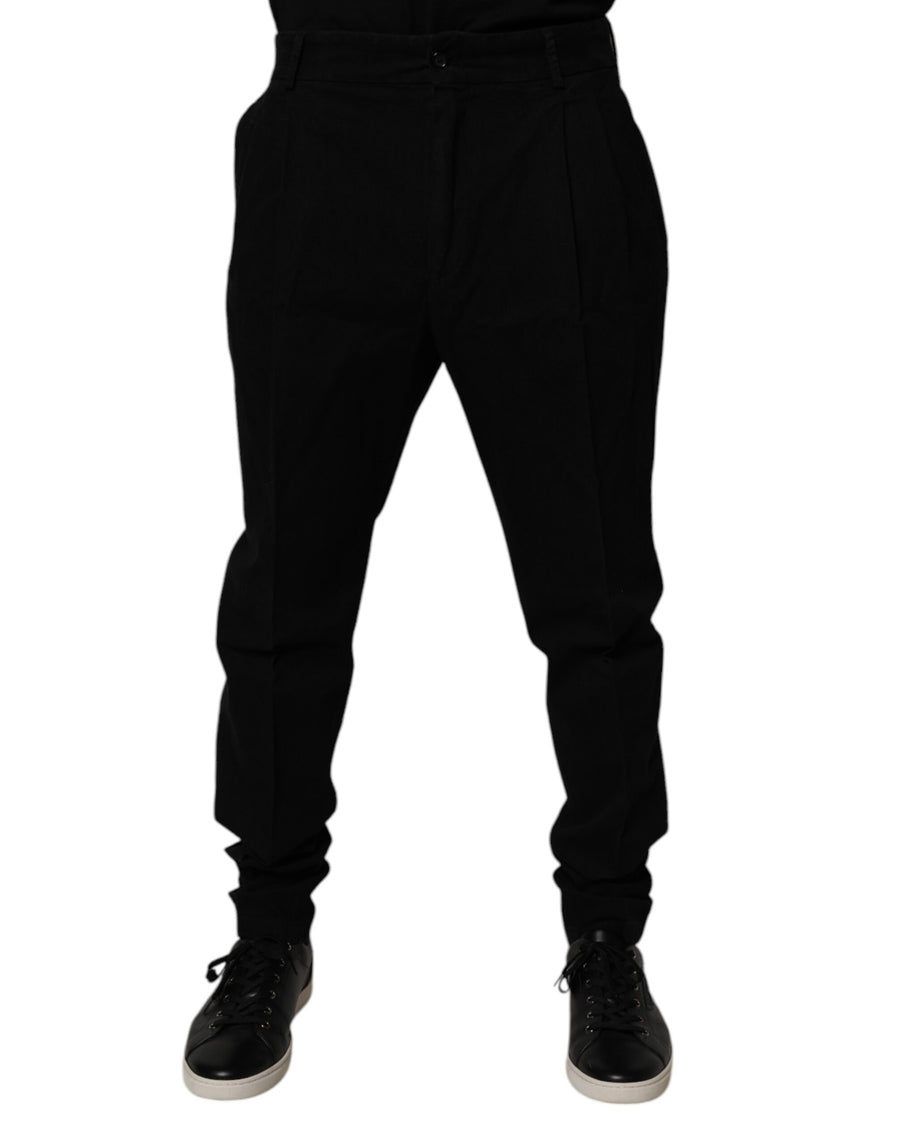 Black Cotton Stretch Skinny Pants