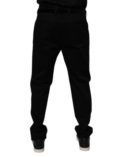 Black Cotton Men Skinny Dress Formal Pants