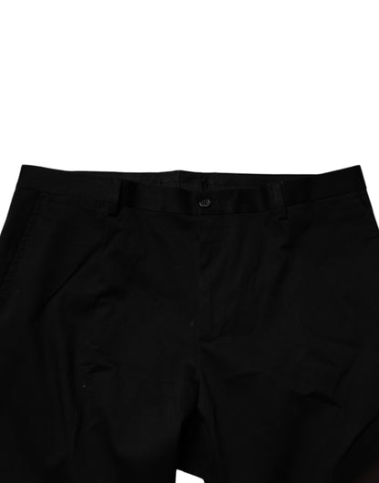 Black Cotton Men Skinny Dress Formal Pants