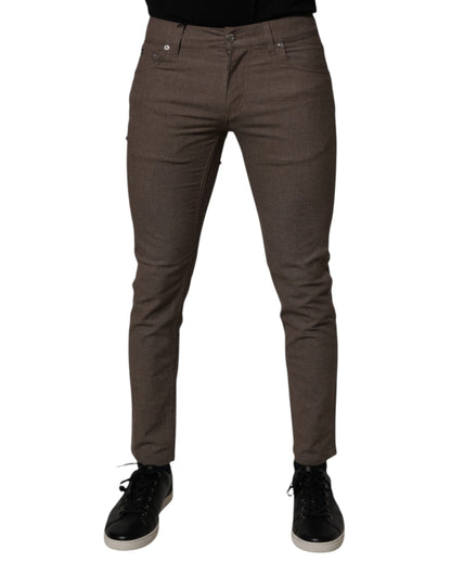 Brown Cotton Stretch Chino Pants
