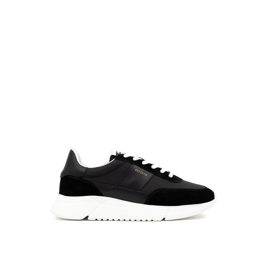 Black And White Fabric And Leather Athletic Sneakers