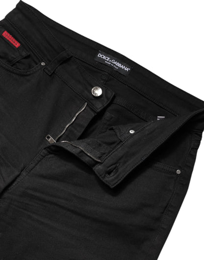 Black Cotton High Waist Skinny Denim Jeans