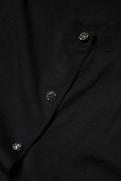 Black Button Down Short Sleeve Blouse Top