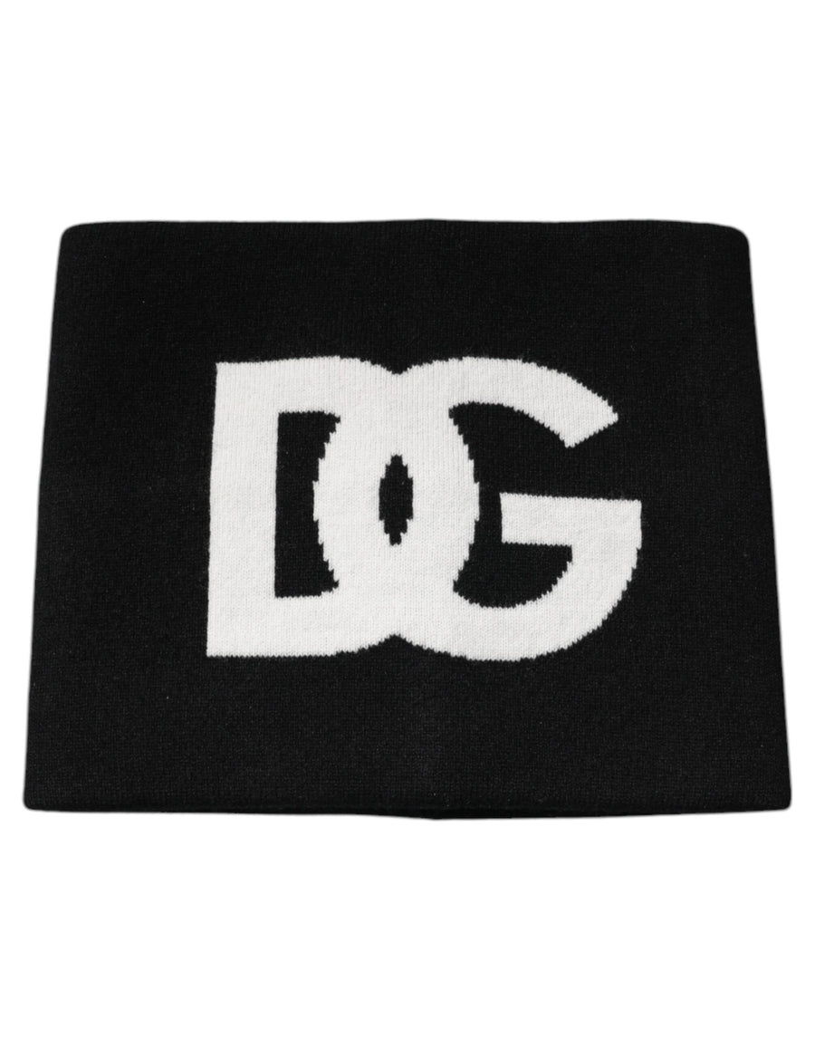 Black Cashmere DG Logo Square Handkerchief Scarf