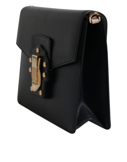 Black Calfskin Leather Shoulder Strap Bag