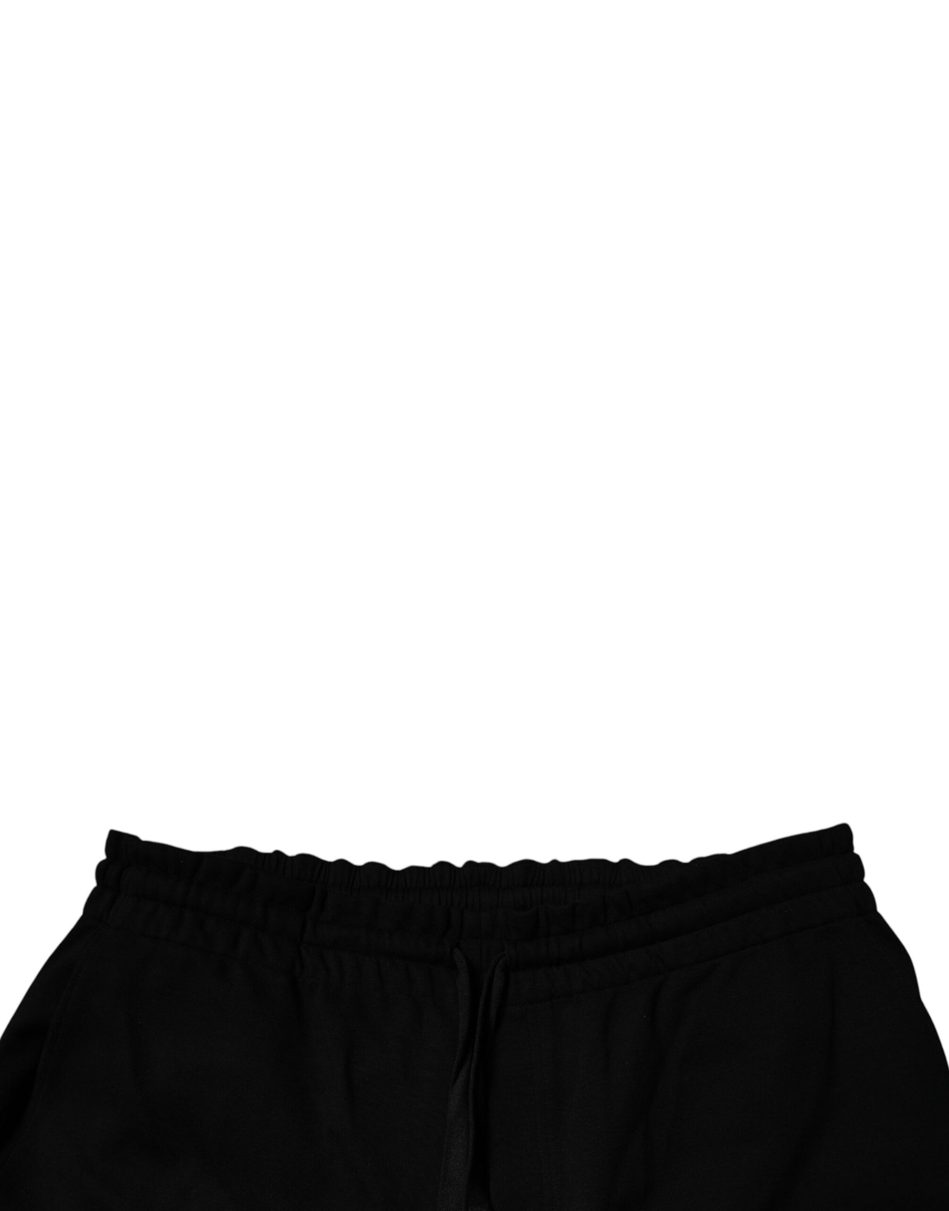 Black Cotton Jogger Cargo Sweatpants Pants