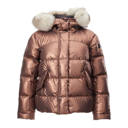 Pink Polyester Full-Length Jacket