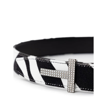 Black And White Leather Regular Belt
