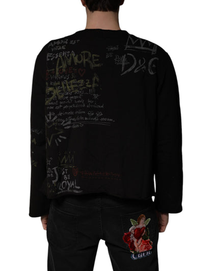 Black DG Heaven Crew Neck Pullover Sweater