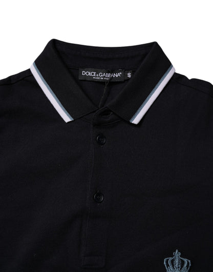 Black Cotton Crown Collared Polo T-shirt