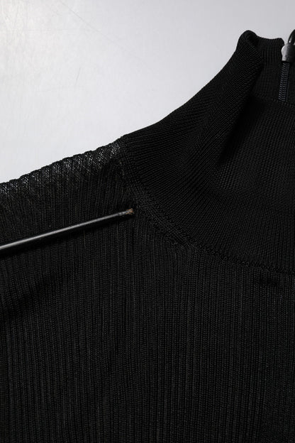 Black Knit Long Sleeves Turtleneck Slim Top