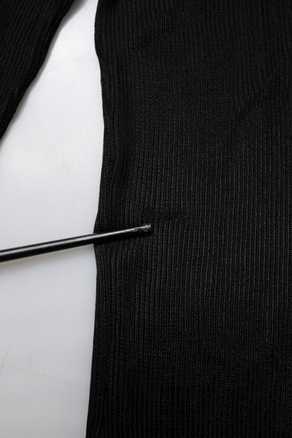 Black Knit Long Sleeves Turtleneck Slim Top