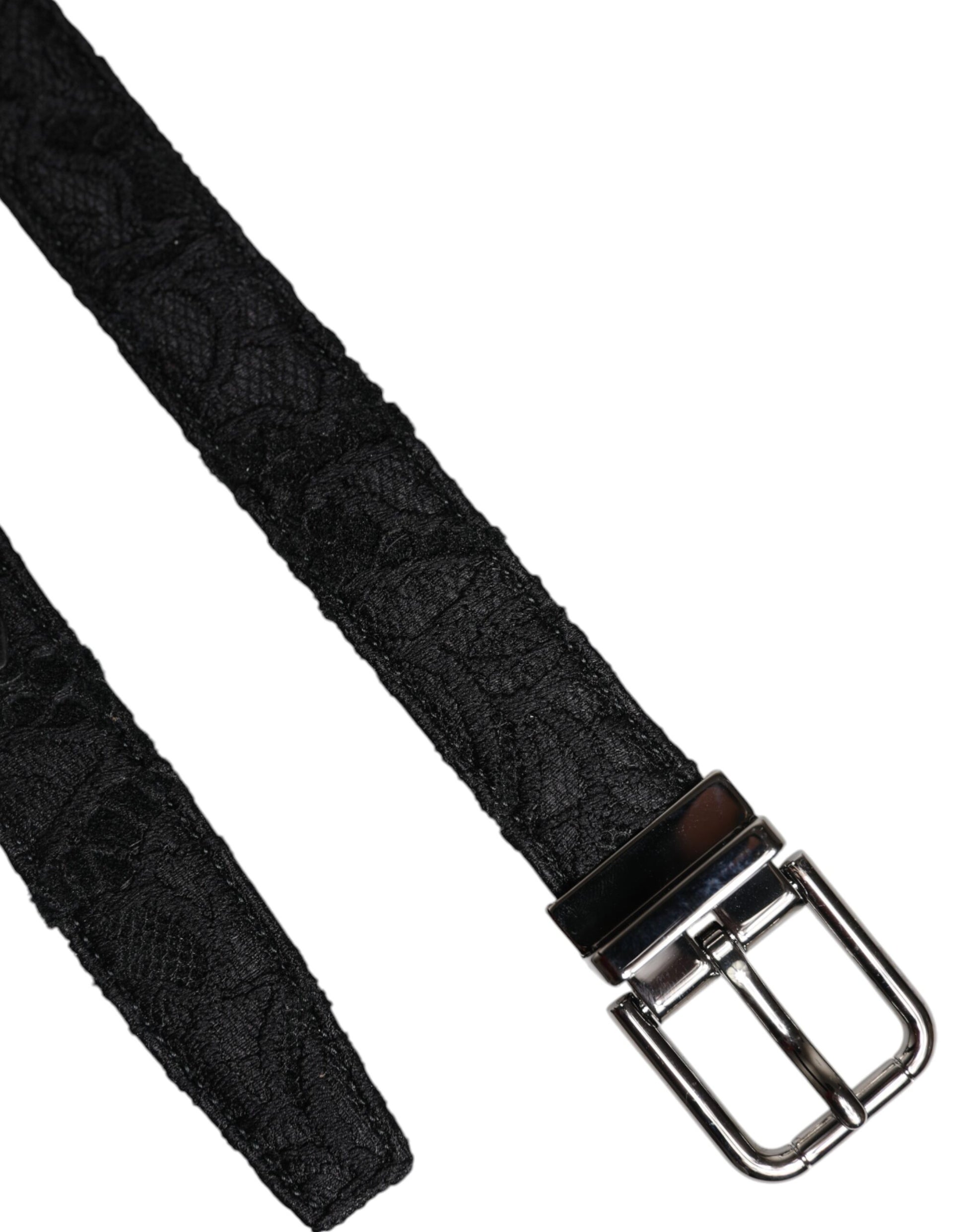 Black Cotton Blend Silver Metal Buckle Belt