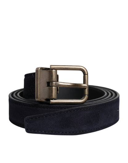 Black Goat Leather Metal Buckle Classic Belt