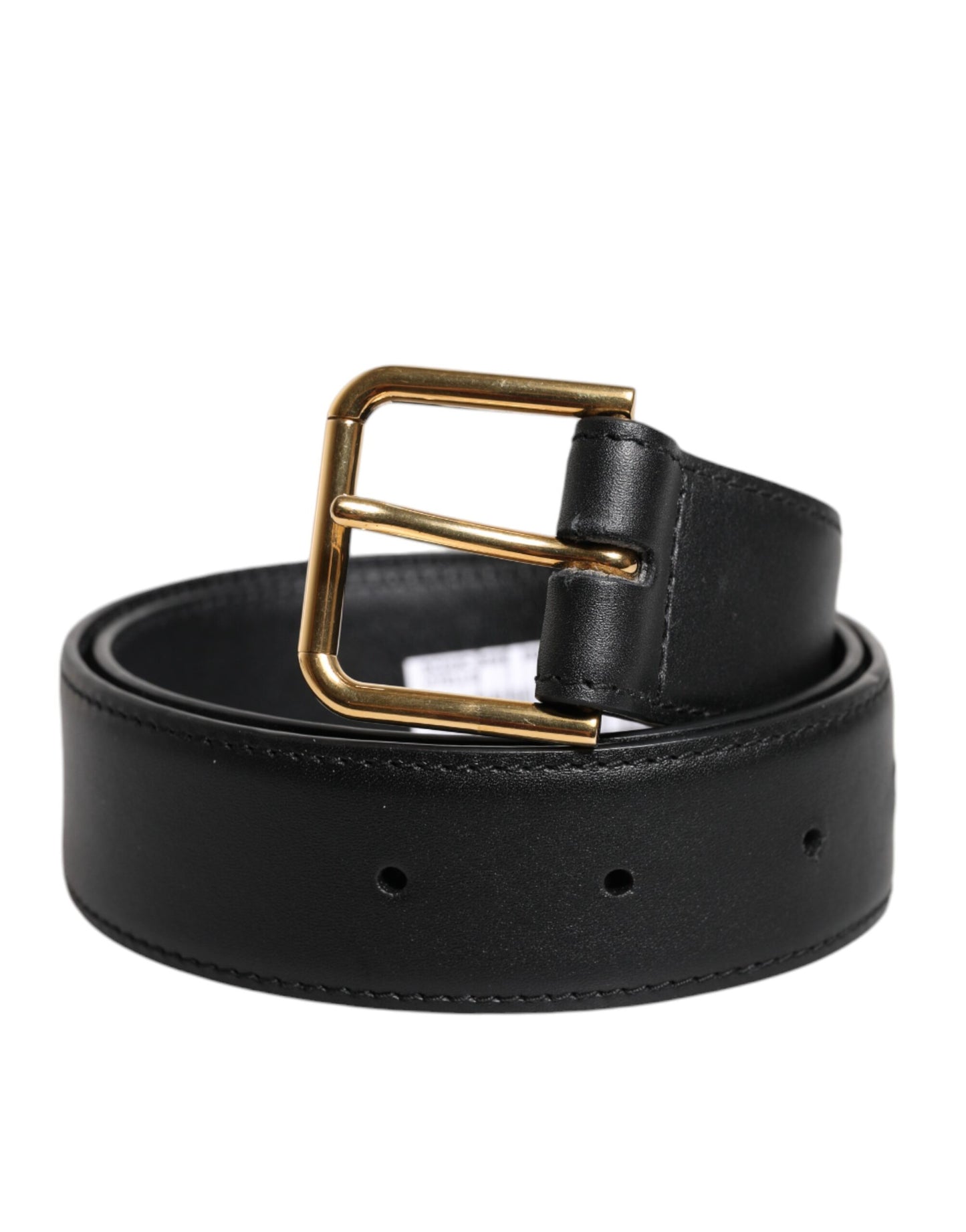 Black Leather Metal Buckle Classic Belt