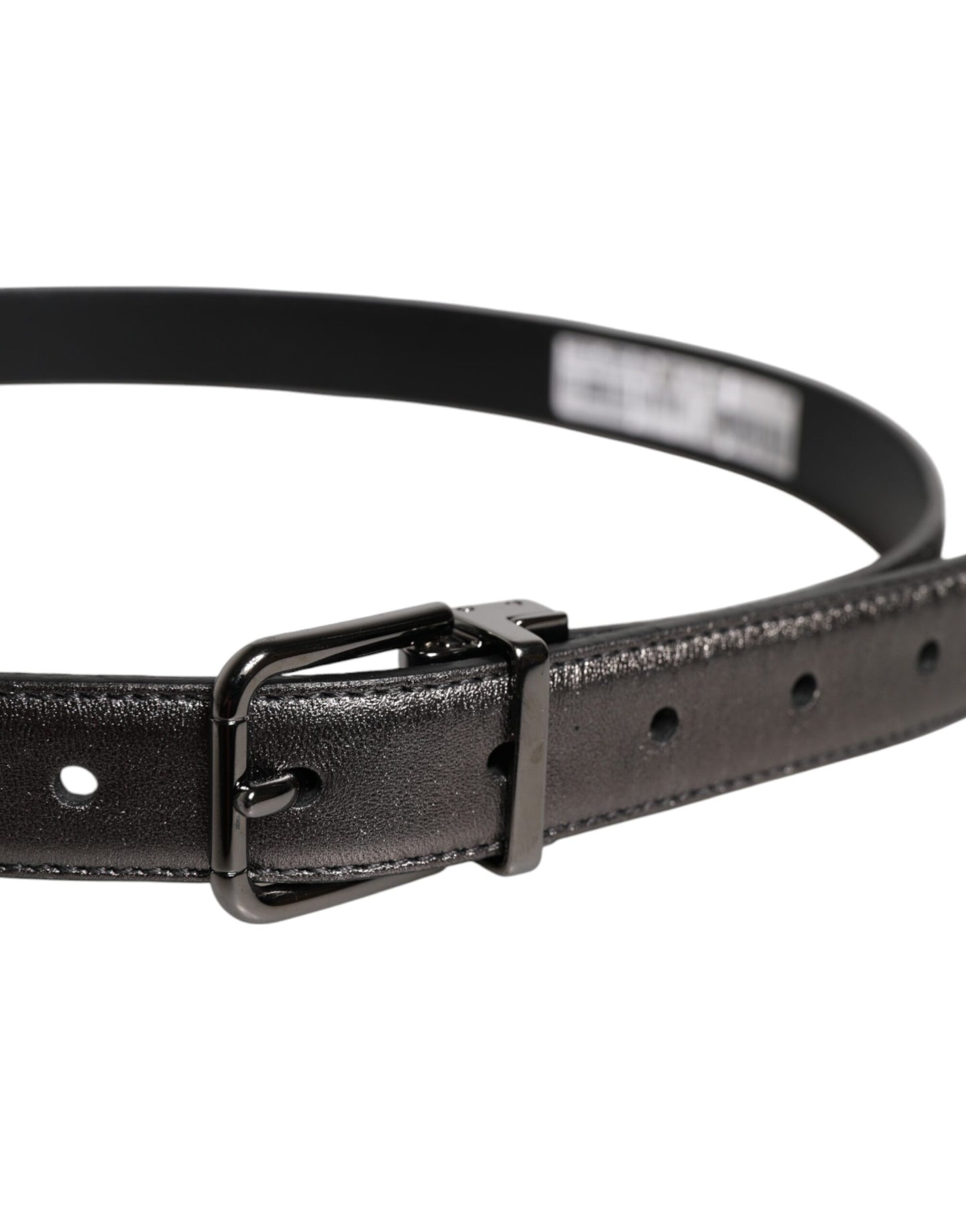 Black Leather Classic Metal Logo Buckle Belt